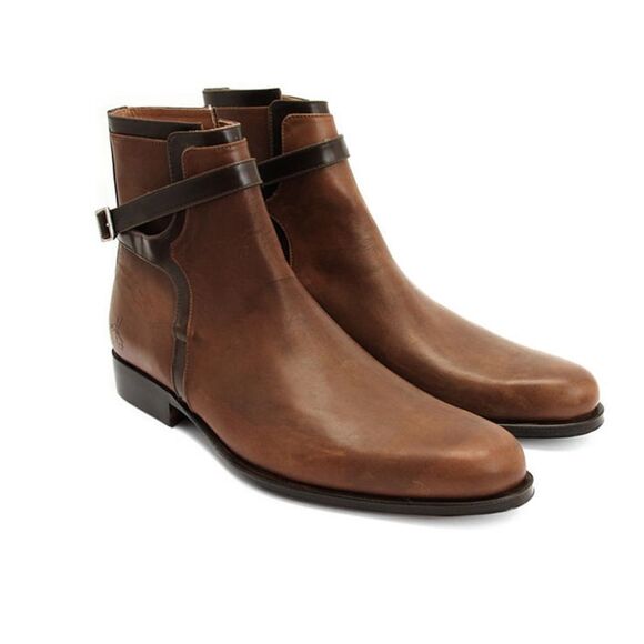 John Fluevog Twin Turbine 328 Newbury St Two Tone Brown Ankle Boots Sz 8 - Picture 1 of 17